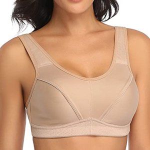 WingsLove High Support Sports Bra, New with Tags Soft Cup Beige Size 34B